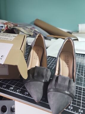 Journee Collection Gray Pointed Toe Loafers with Pleat Detail